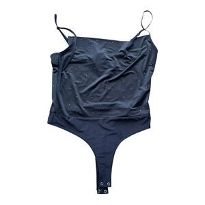 Forver 21 NWT‎ Black Sequin Thong Bodysuit Size Large